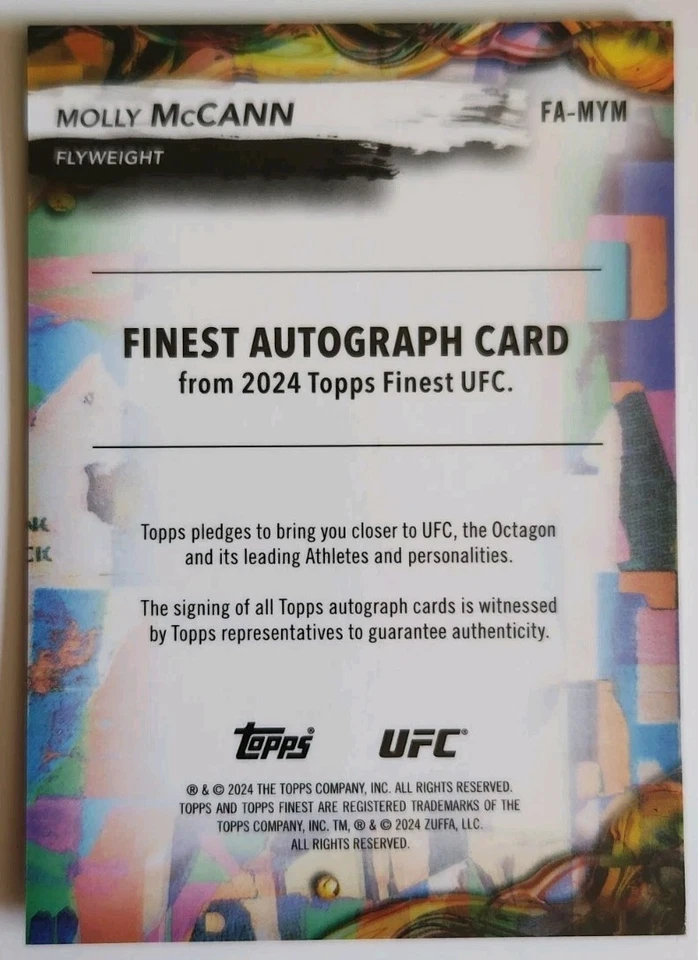Meatball Molly McCann 2024 Topps Finest UFC Gold Refractor Auto SP 49/50 #FA-MYM - Image 2 of 2