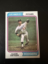 (B) Topps 1974 Claude Osteen #42 Base Set Los Angeles Dodgers MLB Baseball  Nm
