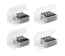 Set of 4 - Two AA and Two AAA Battery Storage Box, Battery Storage Case, Batt...