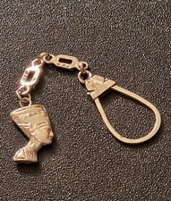 Authentic Solid Egyptian Silver Nefertiti Keychain Vintage Hallmarked 12.6g.
