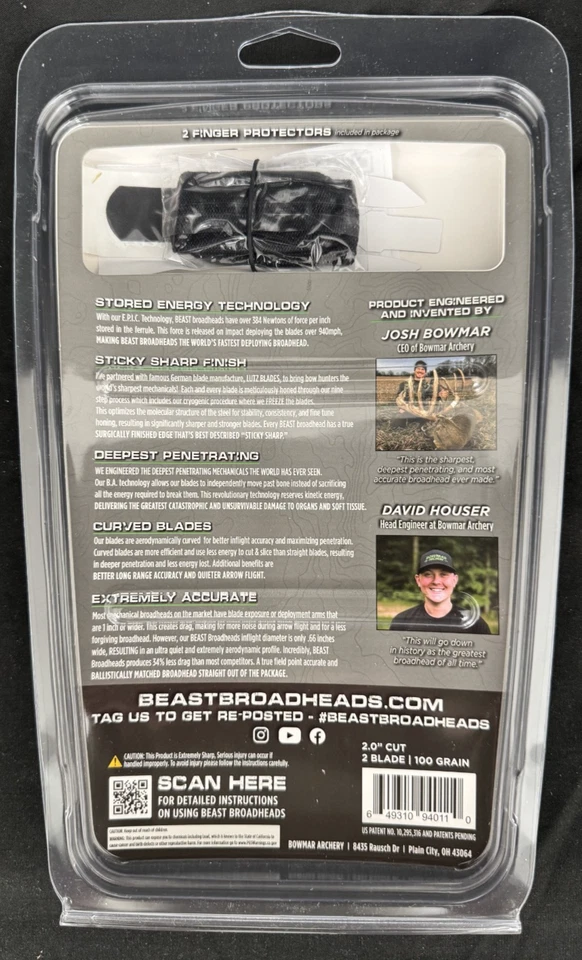 Bowmar Beast Titanium Hybrid Broadheads 2 Inch 100 Grain 3 Pack New - Image 2 of 3