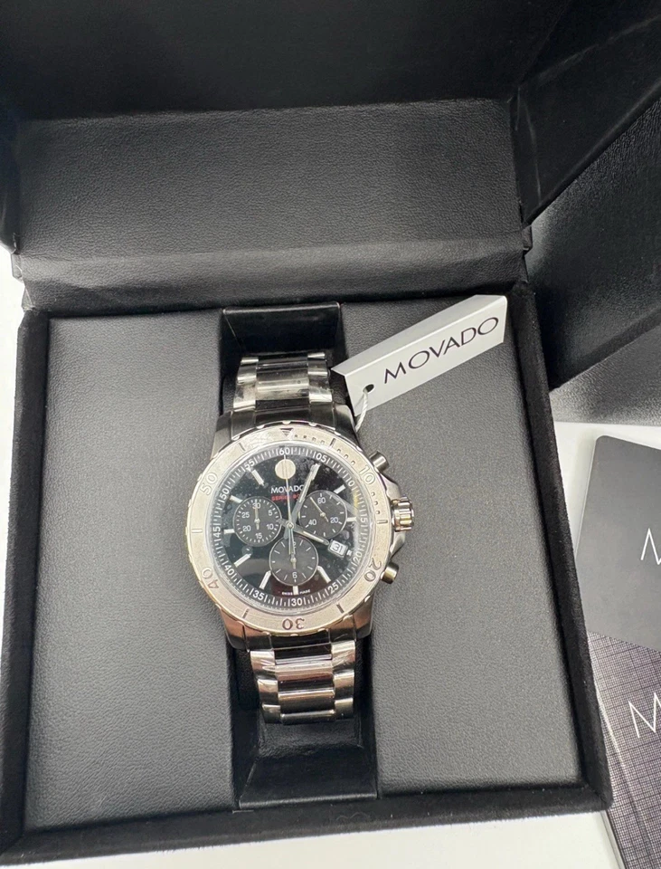 New Movado Series 800 Chronograph Black Dial Steel 2600110 Mens Swiss 42mm Watch - Image 4 of 4