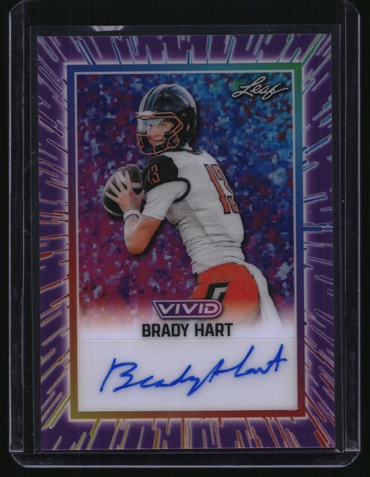 2025 Leaf Vivid Purple Prismatic #BA-BH1 Brady Hart Purple Prismatic Auto #BA-BH1 Brady Hart 3/7