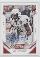 2015 Score Rookie Scorecard Signatures Justin Hardy #405 Auto n1u