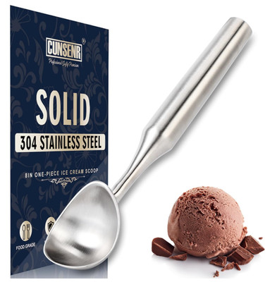 Stainless Steel Ice Cream Scoop - Heavy Duty Scooper with Silver