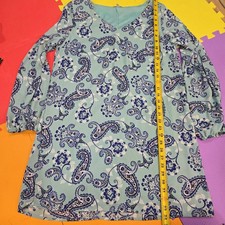 Charlotte Russe Blue Paisley Long Sleeve Tunic Dress Boho Women's Size L