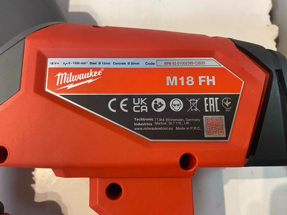 Milwaukee M18FH-0 18V Fuel 4-Mode 26mm SDS Hammer Drill - Red (M18FH0) - Image 4 of 4