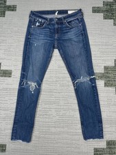 Rag And Bone Dre Capri Jeans Womens 25 Blue Denim Distressed Skinny Leg