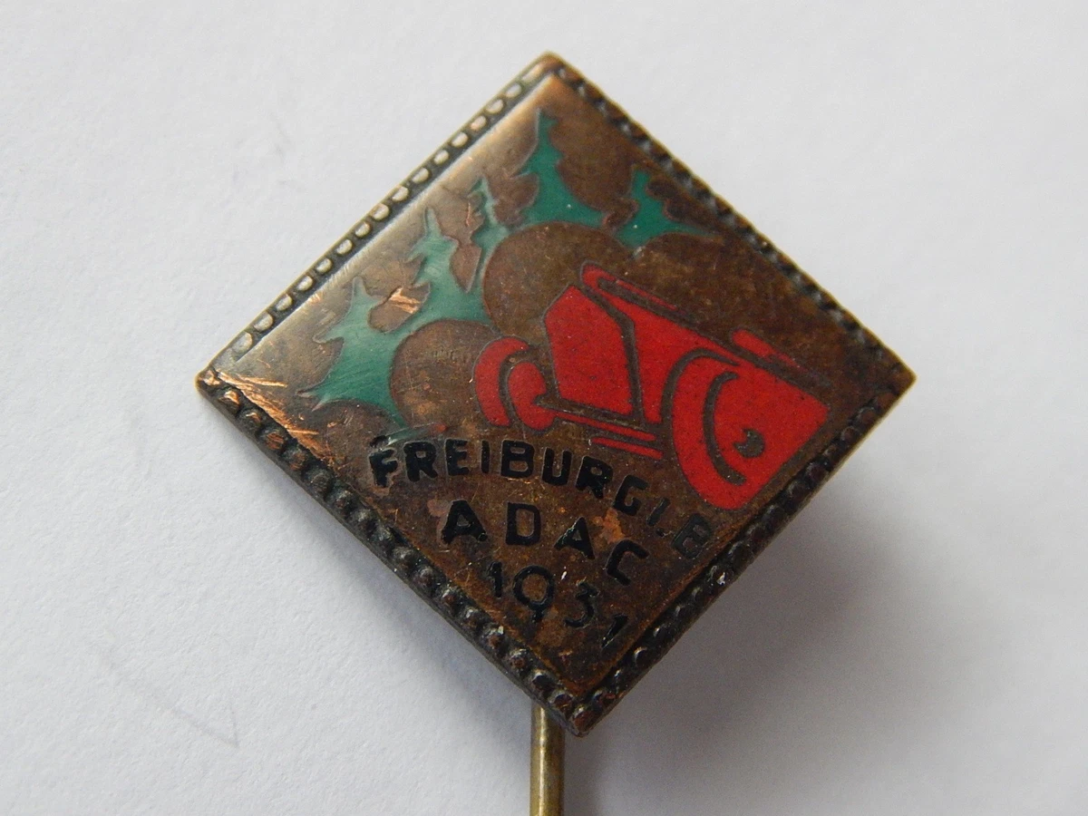 VINTAGE ENAMEL AUTOMOBIL CAR RADIATOR BADGE # ADAC RALLY SCHWÄBISCH GMÜND 1975