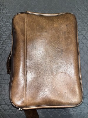 Handmade 20in Brown Faux Leather Soft-Sided Suitcase w/ Clothing Compartment