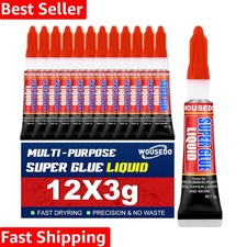Clear Fast Drying Super Glue 12 x 3g - Strong Adhesive for Crafting  Repairs