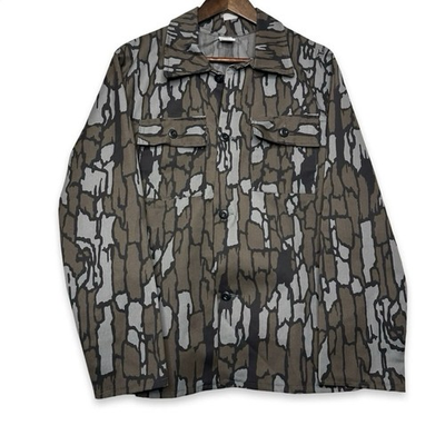 #ad #ad Vintage Rebark Camo Button Up Jacket Medium Made In USA $28.00