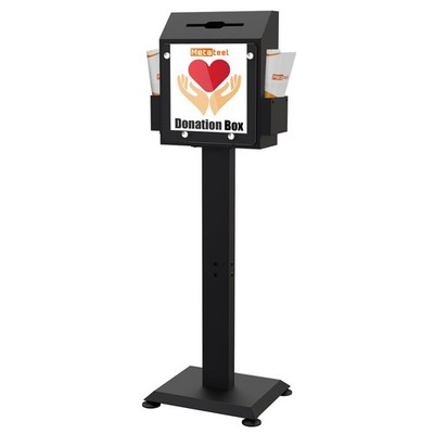 Suggestion Box with Stand,Black Donation Boxes for Fundraising,Heavy Duty Met...