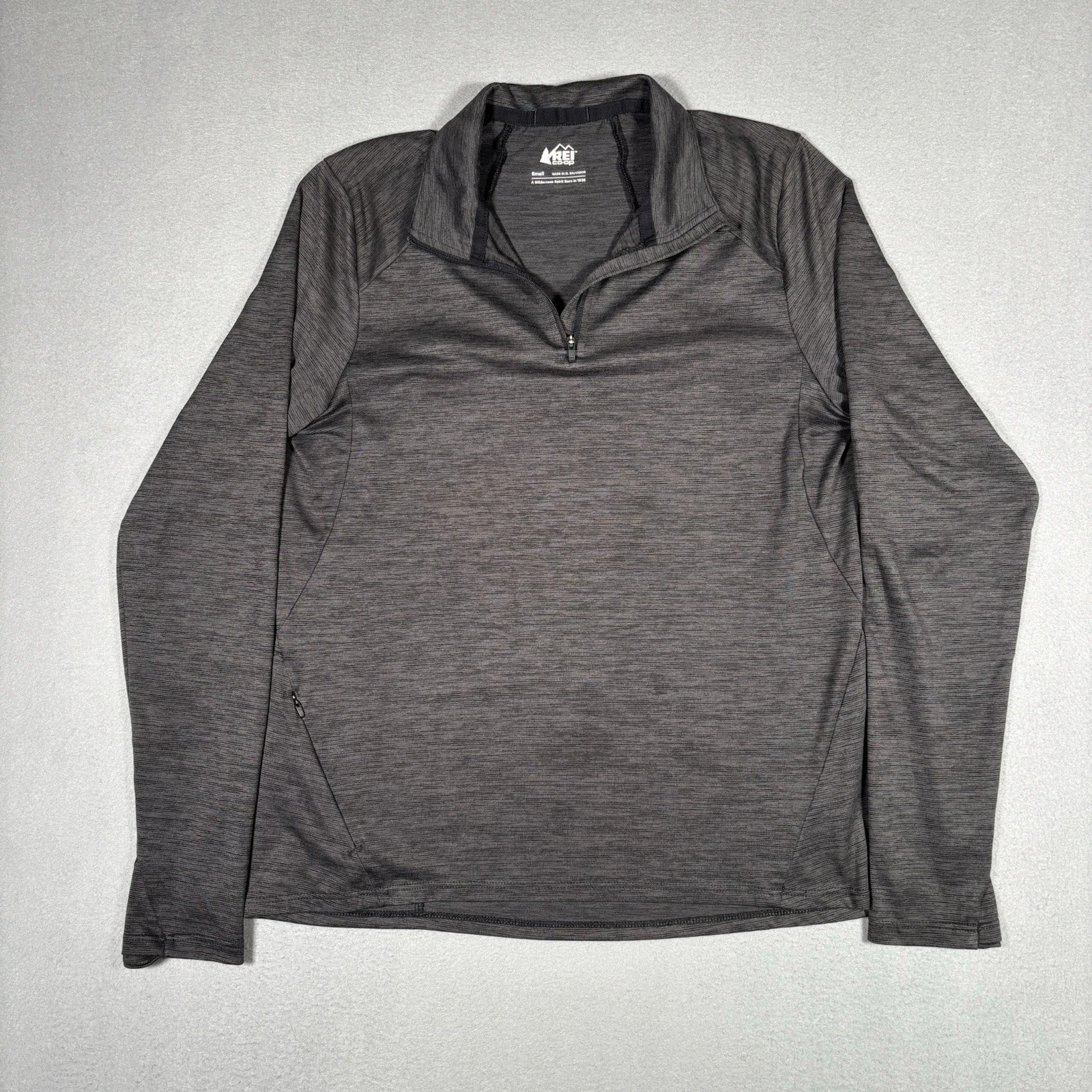 REI Co-Op Active Pursuits Pullover Men Small Gray Green 1/4 Zip Hiking Outdoor