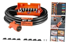 7 Way Trailer Plug Cord Wiring Harness with Junction Box,Heavy Duty 8 FT