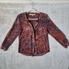 Collective Concepts Blouse Women's XS Red and Blue Digital Camo Button Up