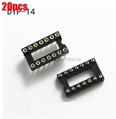 20Pcs Solder Type Round Gold Plated Machined Dip Socket Adaptor 14Pin Sip New es