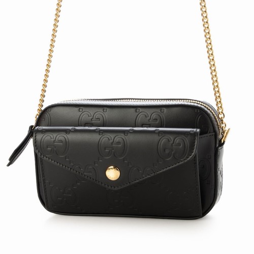 New & Authentic GUCCI Super Mini GG Black Leather Shoulder Bag $1490