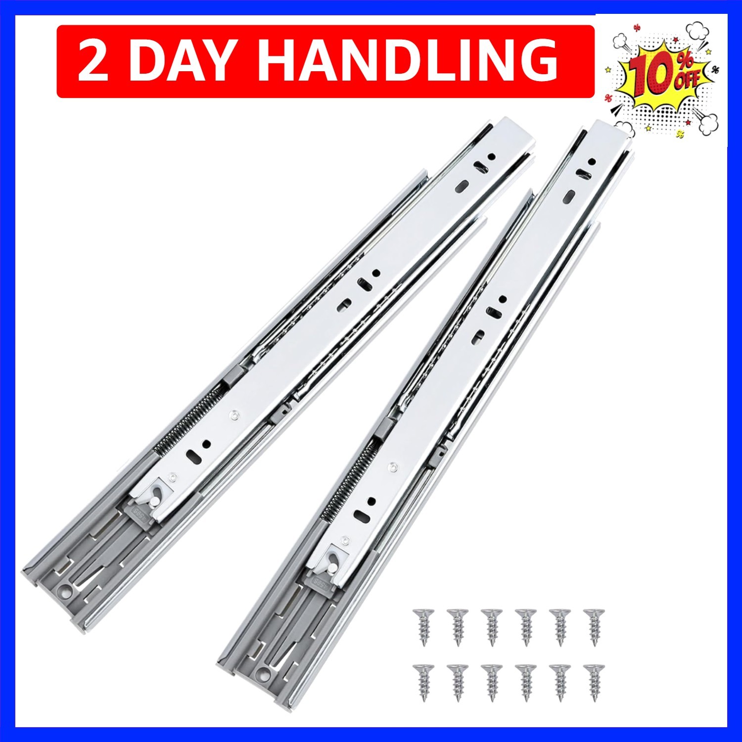 1 Pair 22 Inch Soft Close Drawer Slides, Ball Bearing Full E
