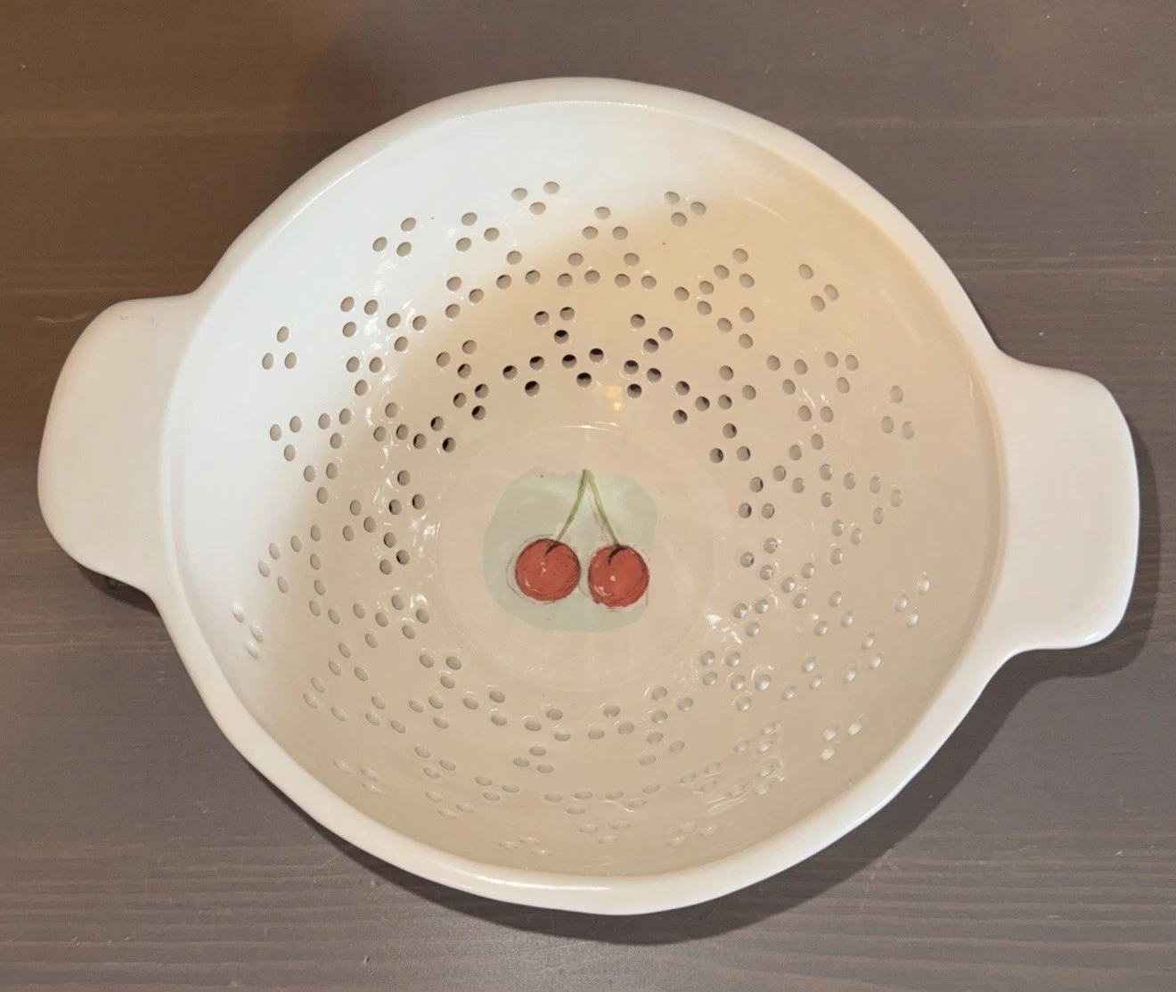 RARE Rae Dunn Orchard Colander Cherries by Magenta Rare Ceramic Strainer~Retired