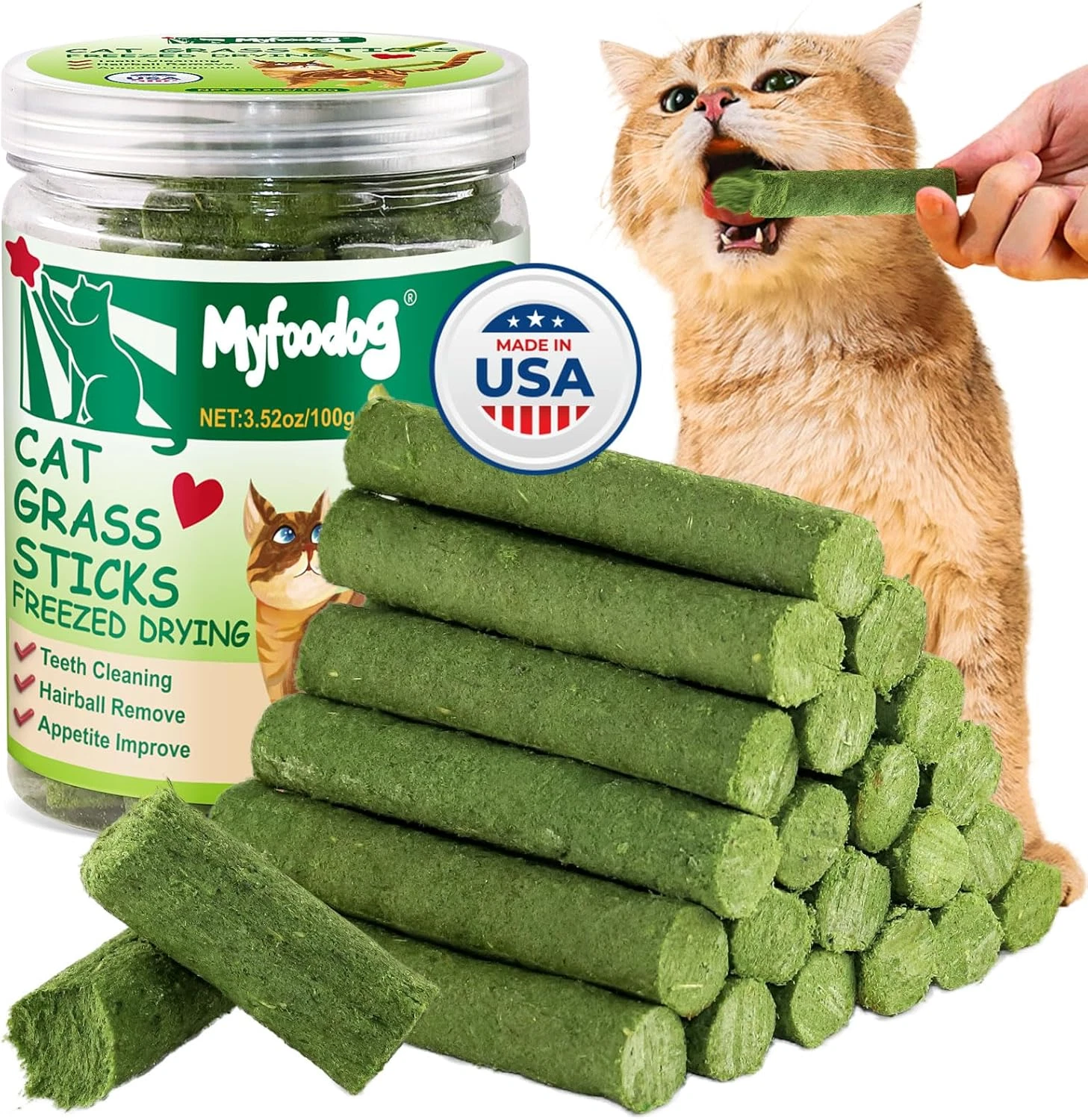 Freezed Drying Cat Grass Stick Cat Grass Teething Sticks Snacks Cats Edible Dry