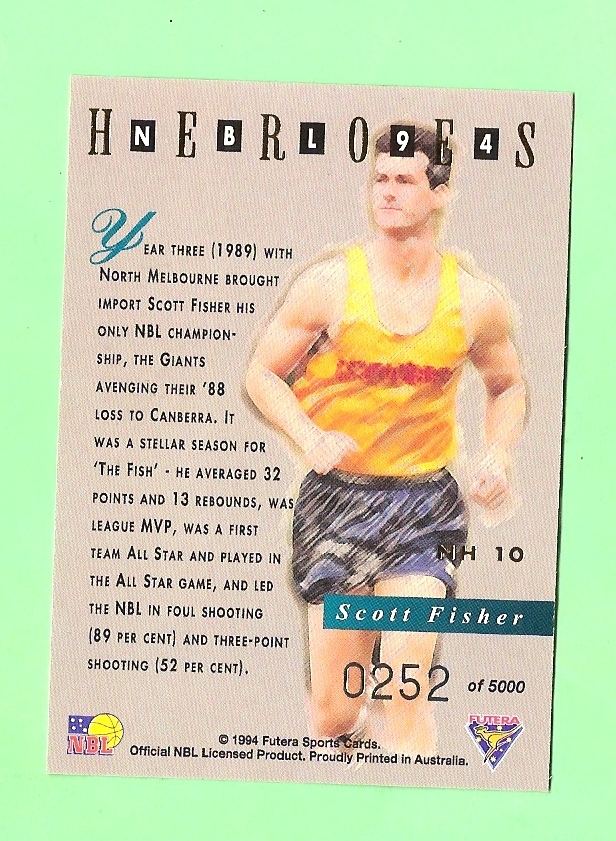 1994 FUTERA AUSTRALIAN BASKETBALL SCOTT FISHER CARD NH10 #0252 | eBay