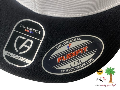 NWT's CAPAMERICA Premium Line Black & White Flexfit Hat L/XL Hip Hop Chill Relax - Imagen 3 de 10