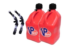 VP Fuel 2 Pack Red Square 5 Gallon Race Fuel Jug/Water Can + Hoses & Hose Bender