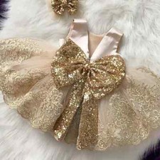 New Summer Big Bow Baby Girl Dress 1st First Birthday Party Wedding Clothes