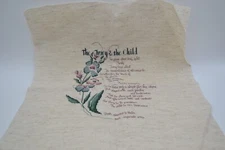 The Ivory and the Child Completed Cross Stitch, 8" x 9.5" Floral Script Unframed