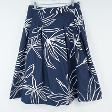 Talbots RSVP Floral Pleated Full Midi Skirt Size 8 Lined Blue Silver Pockets