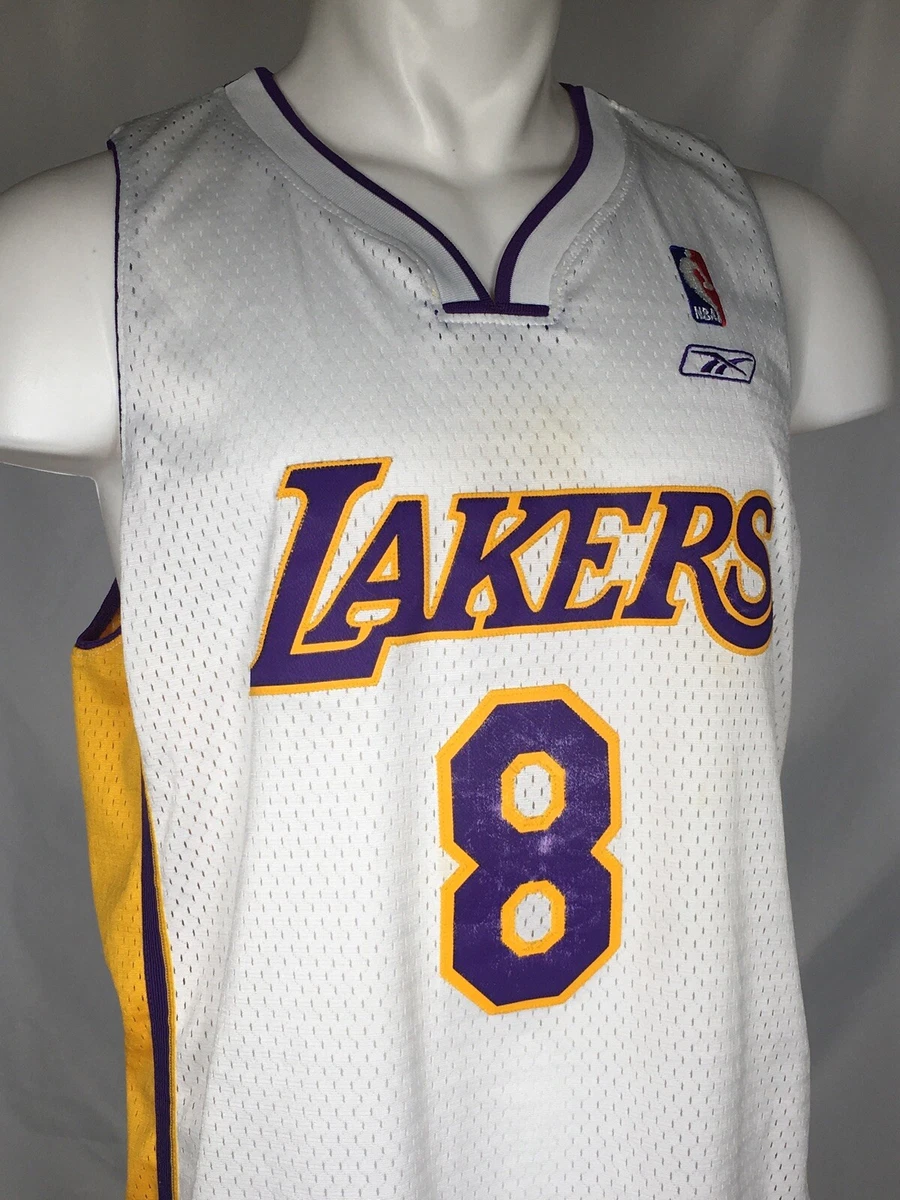 Los Angeles Lakers NBA Kobe Bryant #8 White Sunday Jersey Reebok Men's  MEDIUM