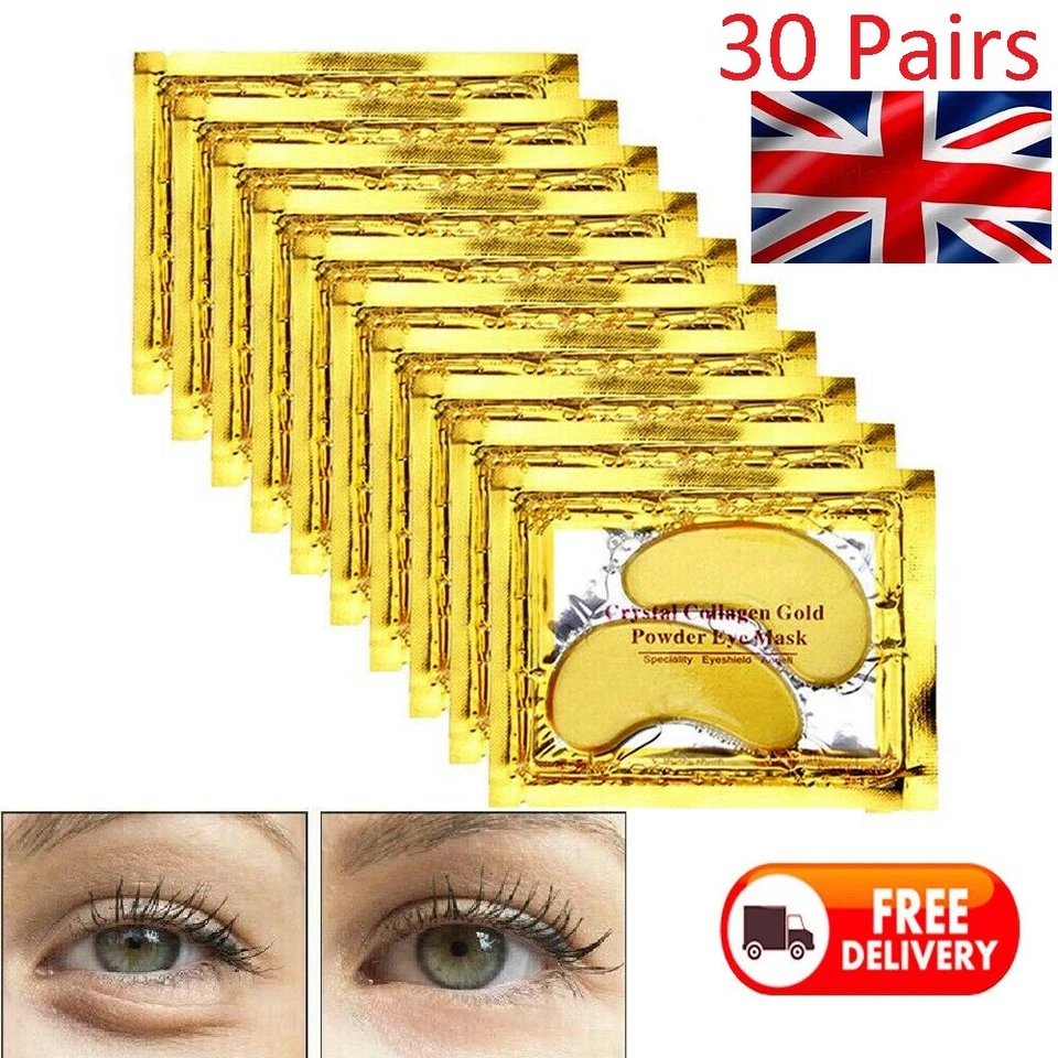 Under Eye Patches - 30 Pairs 24K Gold Eye Mask Power Crystal Gel Collagen Masks - Image 2 of 3