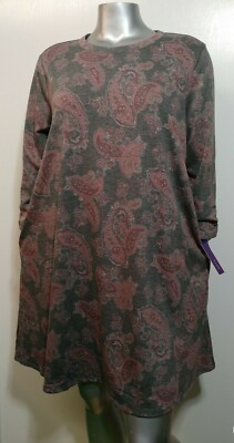 NWT  PLUS WOMAN APT 9 BASIC COMFORT DRESS Size XXL Pockets 3/4 RUCHED SLEEVE NWT