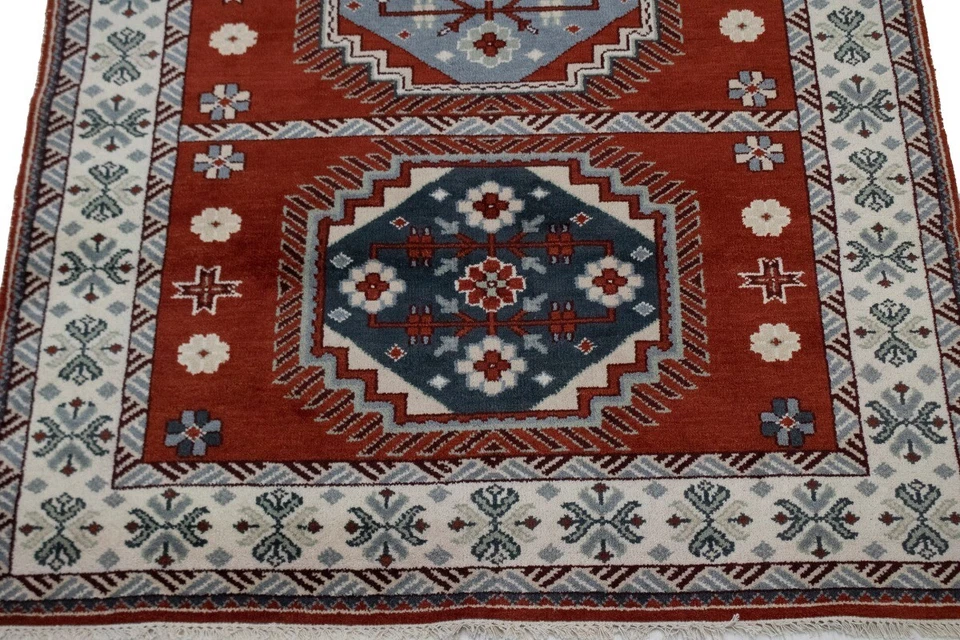 Handmade Kazak Oriental Rug Vintage Style Geometric Tribal Design Carpet 6X9 ft - Image 4 of 4