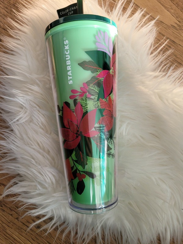 Starbucks 2021 Holiday | Color Change Venti Cold Cup | Green Poinsettia