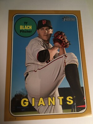2018 Topps Heritage 5x7 Jumbo Ty Blach Giants 39 Gold 01/10