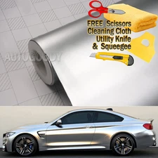 60" x 60" Satin Matte Chrome Metallic Silver Vinyl Film Wrap Sticker Bubble Free