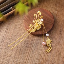 Phoenix U-shaped Hairpin Enameling Cloisonne Tassel Step Shake Chinese Hanfu