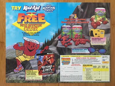 1997 Kool Aid Mega Mountain Twists Drink Mix Print Ad/Poster Beyond the Limit PC