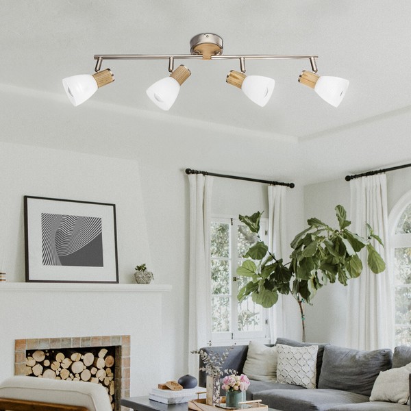 Decken Strahler Holz Lampe Wohn Zimmer Spot Leiste Strahler Leuchte Verstellbar-image