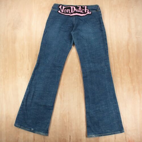 Von Dutch Vtg Jeans Size 32 Denim Flare Low Rise Dark Washed 