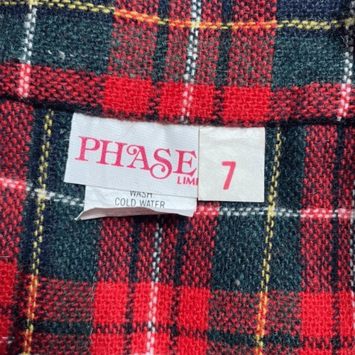 Phase 3 SZ 7 vintage plaid wrap skirt - Picture 2 of 3