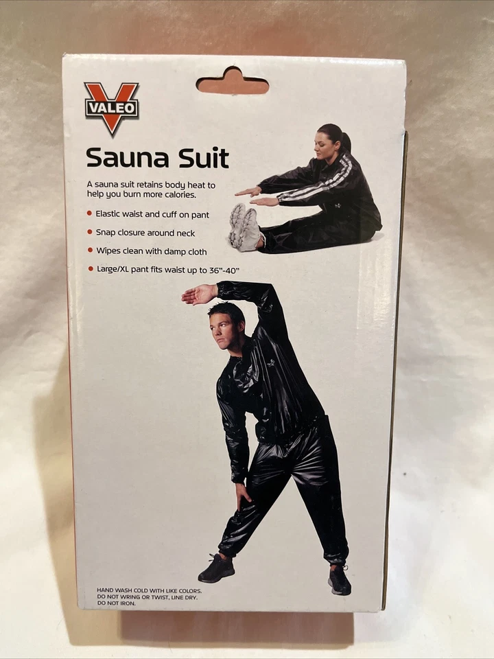 Traje Sauna Valeo Talla Grande XL Pantalón Cintura hasta 36"-40" Negro Entrenamiento Cardio Foto 2 de 4