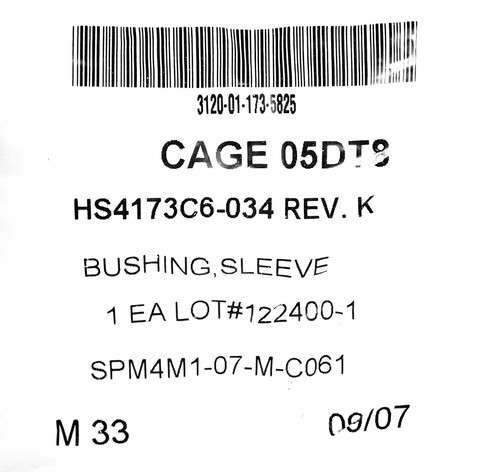 AH64 AIRCRAFT NEW HS173C6-034 SS630 BUSHING SLEEVE .3753" ID .5013" OD .5095" L - Bild 7 von 8