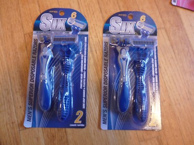 New ! 2 X Twin-Packs SIX 6 BLADES MEN'S SUPREME QUALITY RAZORS