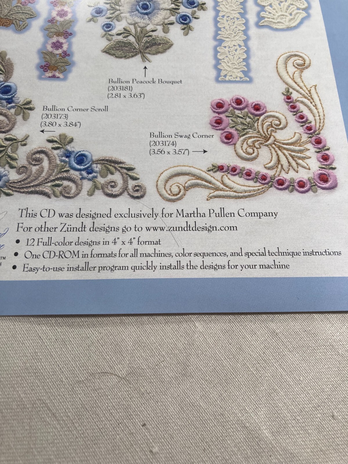 Martha Pullen, Zundt Designs Volume 3 multi-format embroidery design CD