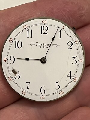 Trenton Fortuna Pocket Watch Movement 6S 7J - Parts or Repair 39.4mm