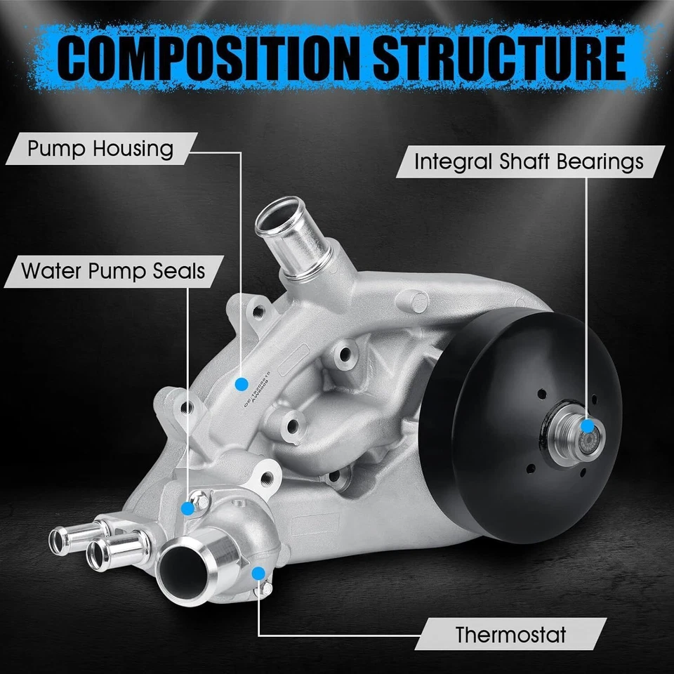 Bomba de agua con termostato para Chevrolet GMC Vortec 2007-2016 4,8 L/5,3 L/6,0 L/6,2 L Foto 3 de 4