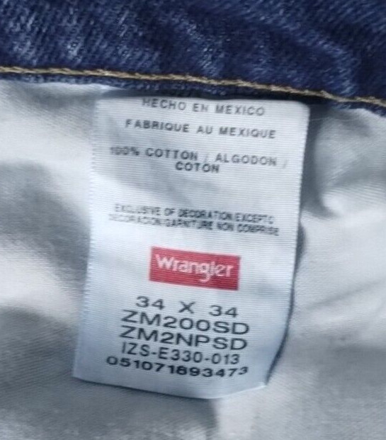 Wrangler jeans men ZM200SD straight blue dark wash size 34x34 denim Pre-Owned